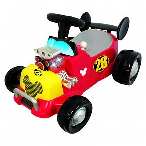 Каталка – пушкар, Спортивная машина Микки Мауса, свет, звук (Kiddieland, KID 055723veg)